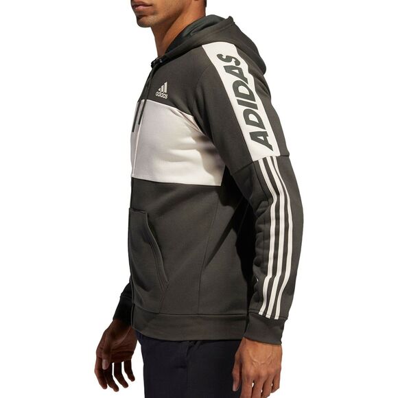 adidas Other - Adidas Post Game Full Zip Fleece Hoodie Sweatshirt Jacket Green/Beige Men Sz S